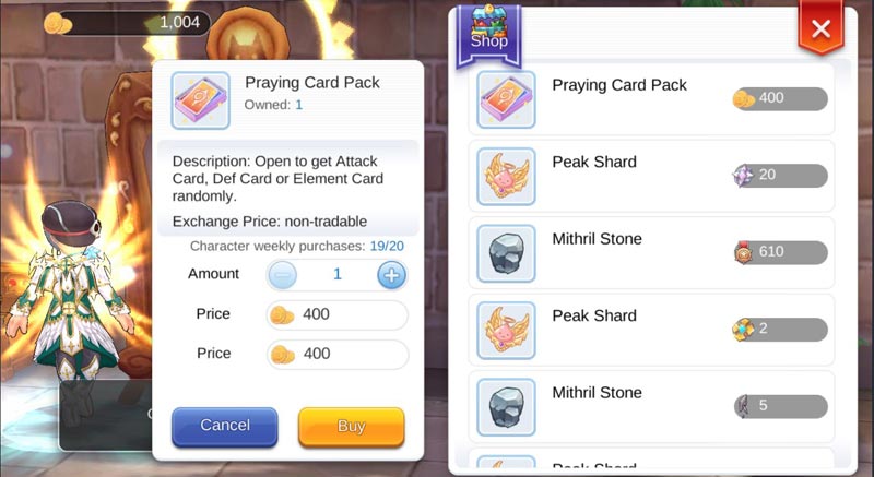 Buy praying card pack on incredible vending machine.