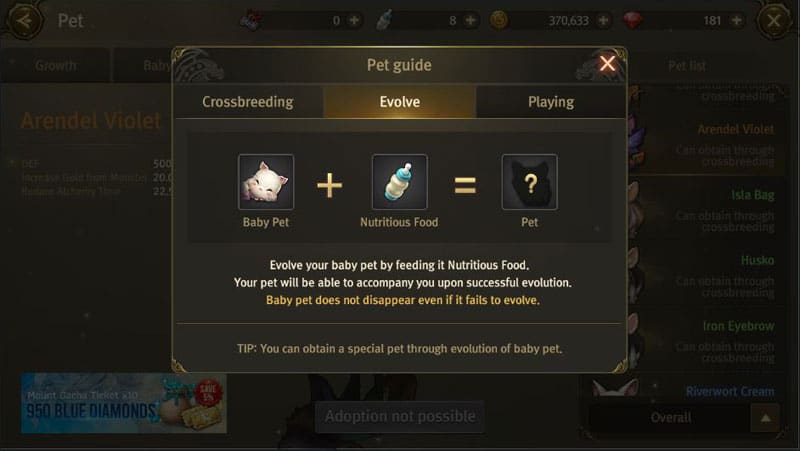 How to evolve baby pets in World of Dragon Nest.