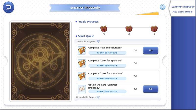 Summer rhapsody puzzle event