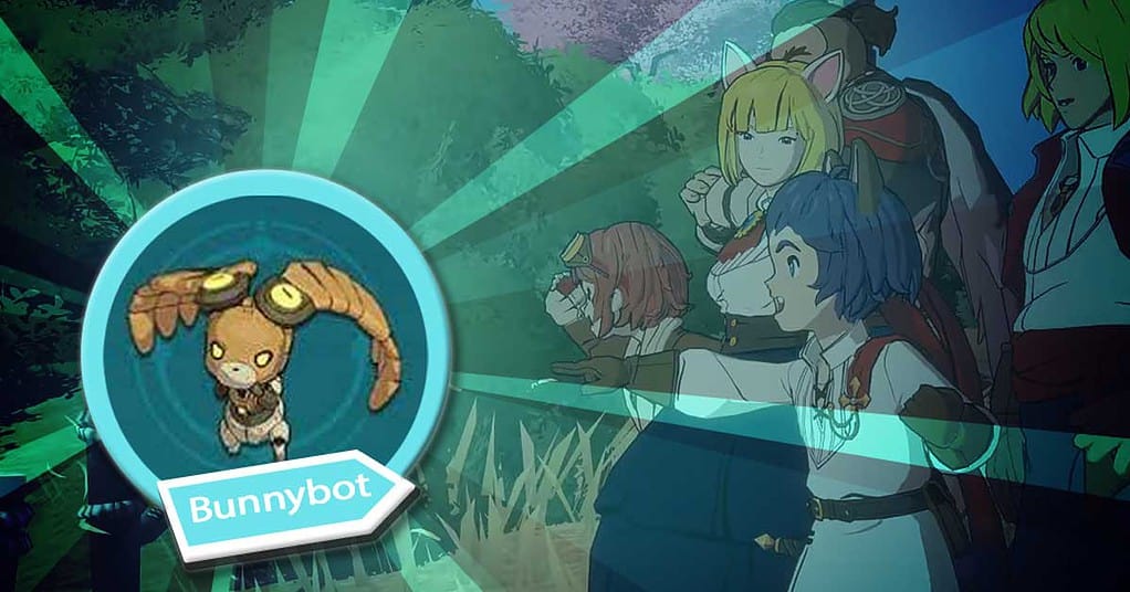 Bunnybot's graphic art depicting getting the familiar in Ni No Kuni: Worlds.